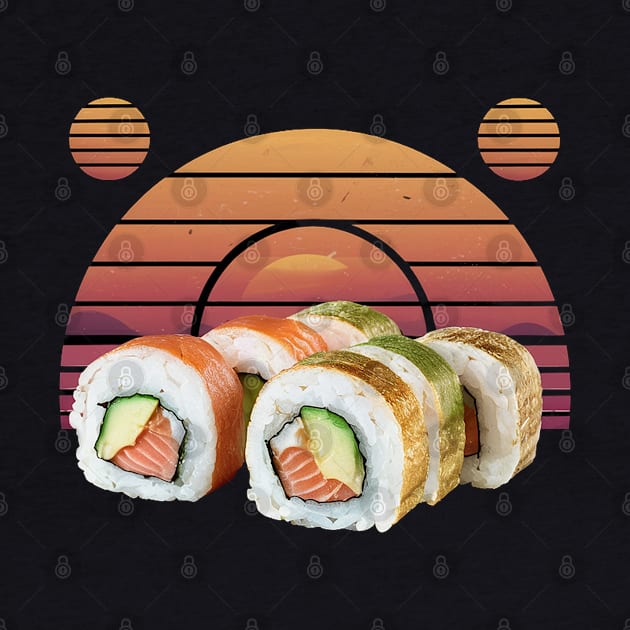 Retro sushi with vintage sunset for sushi lovers by Spaceboyishere